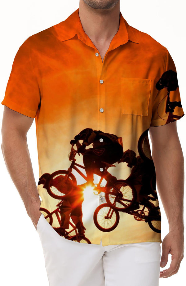 Exciting Tropical Cycling Hawaiian Shirt Strong Sport Button-Down Men's Hawaiian Shirt Short Sleeve Collection
