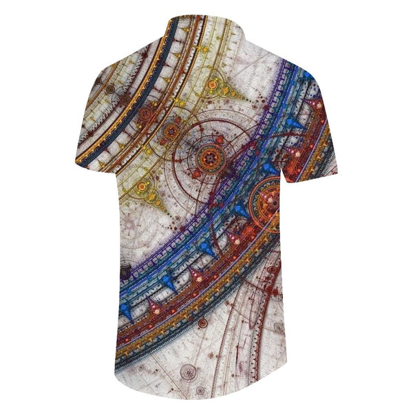 
Bohemian graphic print vintage men's short sleeve shirt casual button down Hawaiian shirt summer beach top trend
                