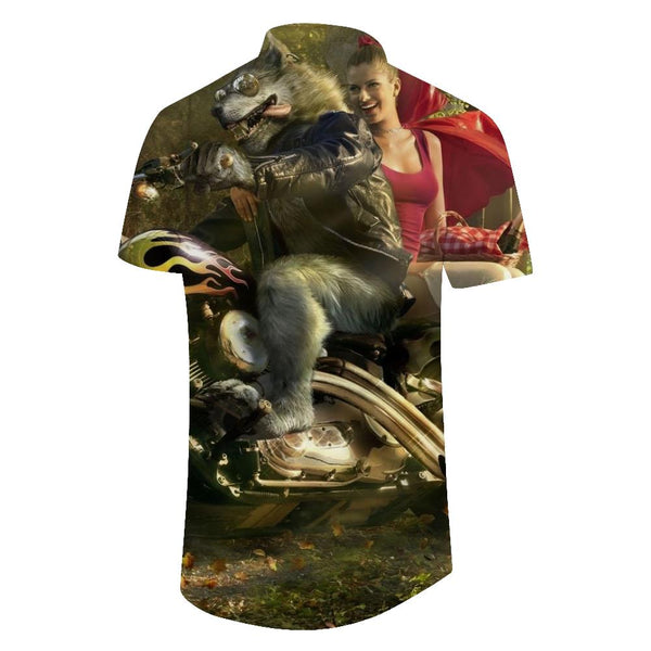 
Wolf and Beauty Deep Forest Freedom Motorcycle Hawaiian Tropical Button Short Sleeve Shirt 3D Digital Printing Men's Casual Loose Daily Street Short Sleeve Shirt
                