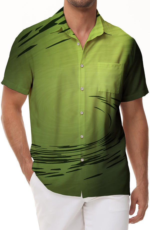 Teal Button-Down Lapel Shirt Short Sleeve Beachwear with Pockets Men's Casual Button-Down Shirt Hawaiian Tropical Shirt Four Seasons