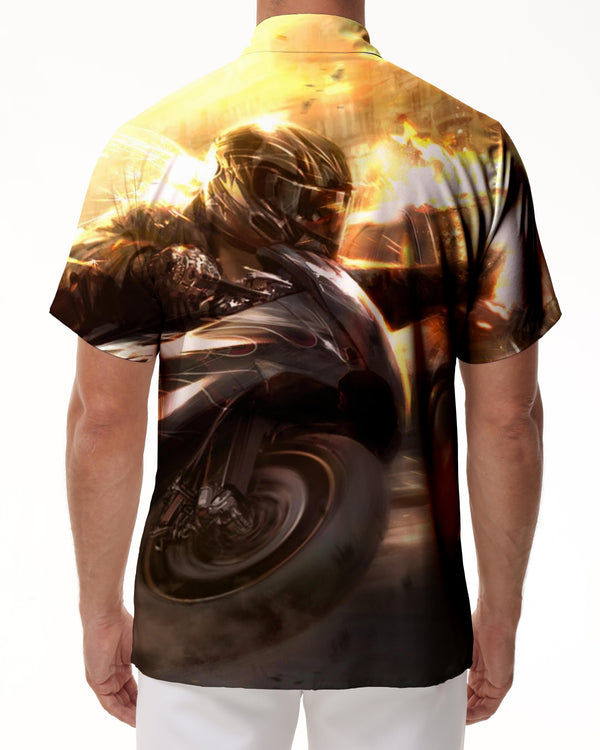 
Comfortable and breathable 3D printed men's short-sleeved shirt retro motorcycle sports leisure fashion casual loose outdoor sports
                