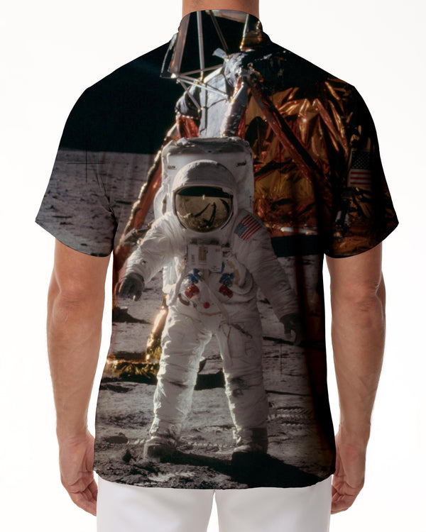 
Outer Space Astronaut Mens Cuban Collar Shirt Casual Button Down Shirts Short Sleeve for Vacation Beach
                