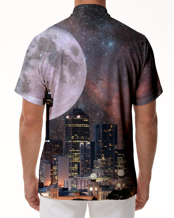 
3D Printed Single Button Shirt Cross Creative Planet Element Large Size Bustling Capital Fashion Shirt Men's Loose Vacation Beach Clothes
                