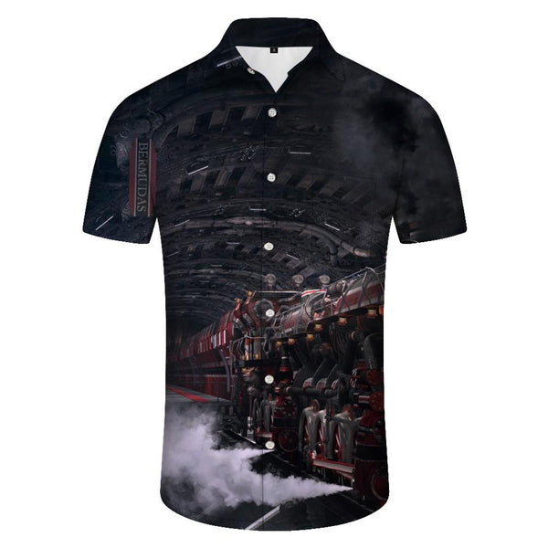 
Steam Train Printed Men's Shirt Casual Short Sleeve Button-Up Beach Tropical Shirt Fashion Summer
                