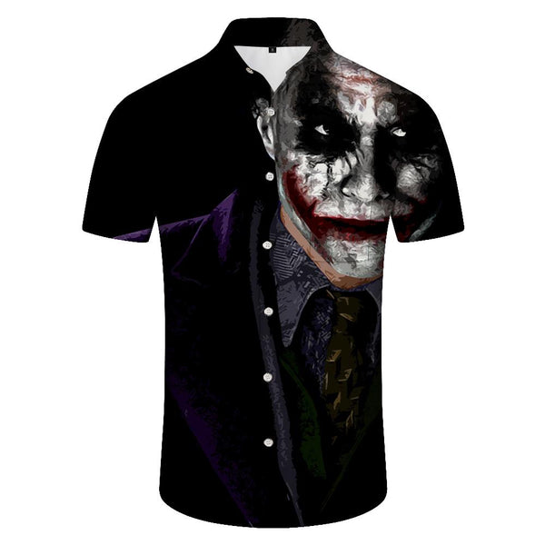 
Black Cool Clown Fashion Summer Men's Short Sleeve Beach Shirt Versatile 3D Printed Casual Shirt Fashion Street Trend Men's Tops
                