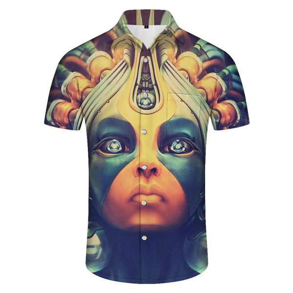 
Punk cartoon characters Men's casual shirts Hawaiian button print shirts fun shirts cool abstract rap tops
                