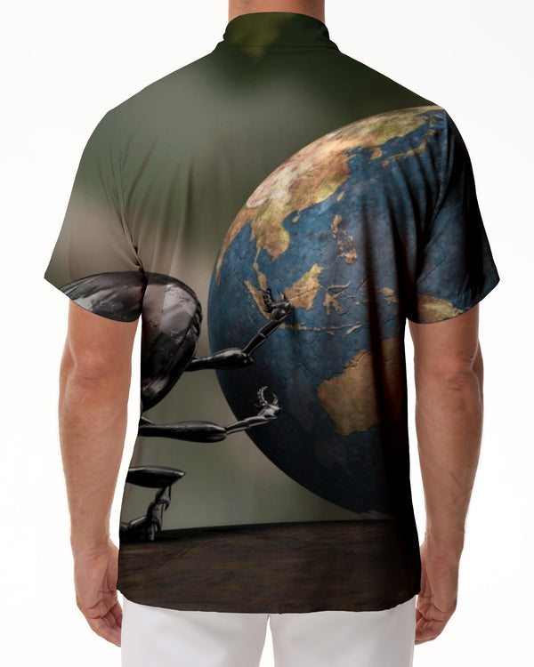 
Earth Model Bugs Casual Buttons Personalized Art Men's Casual Short Sleeve Shirt Hawaii Four Seasons Daily Travel Short Sleeve Shirt Vacation
                