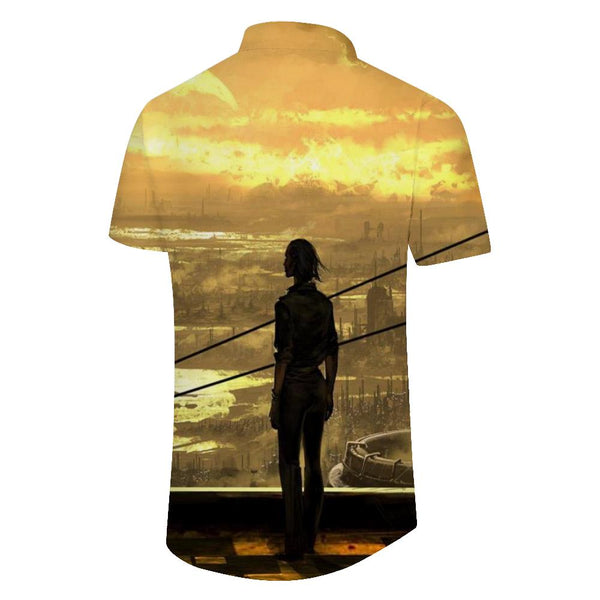 
Yellow Men's Tropical Summer Short Sleeve Button Shirt Casual Shirt Regular Fit
                