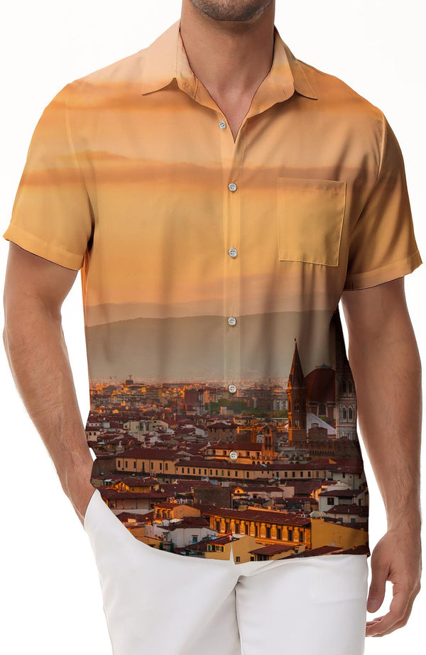 Santa Maria Del Fiore Hawaiian Shirt Mens Short Sleeve Button-Down Digital Print