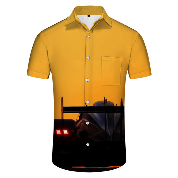 
Yellow hawaii button shirt holiday beach short sleeve men's loose top 3d digital print pattern
                