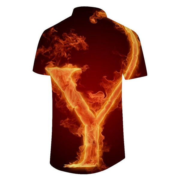 
Y English letter Hawaiian button lapel pocket short-sleeved shirt men's casual loose regular short-sleeved shirt daily clothing
                