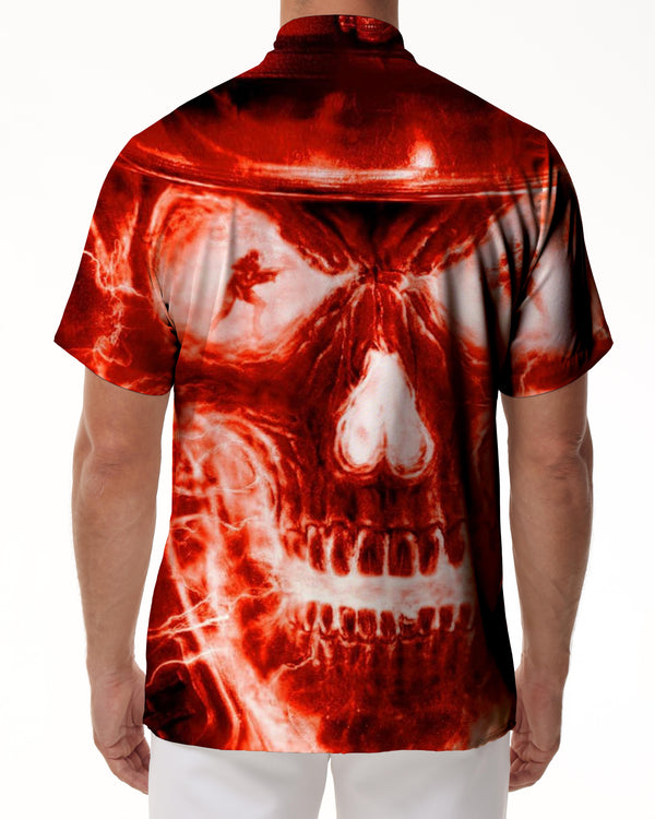 
Vintage 3D Skull Print Shirt Men Summer Lapel Button Down Short Sleeve Gothic Skull Festival Party Beach Shirt
                