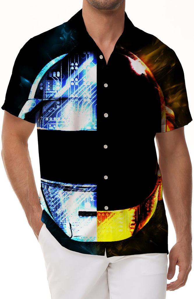 Cool Helmet Men's Casual Loose Regular Fit Hawaiian Tropical Fun Fashion Hawaiian Shirt Tops