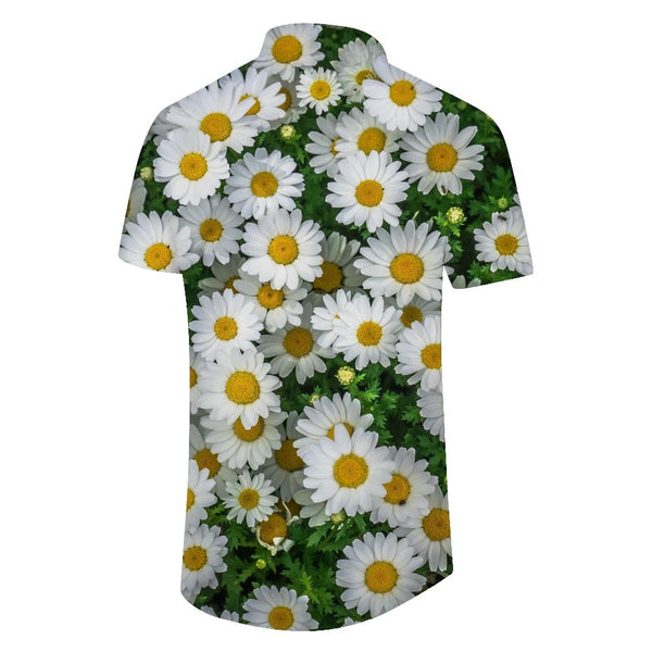 
Daisy shirt suitable for outdoor fishing seaside beach party men's short sleeve orchid print retro lapel beach shirt casual
                