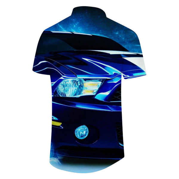 
Cool Blue Car Loose Men's Short Sleeve Shirt Hawaiian Tropical Outdoor Breathable Top
                