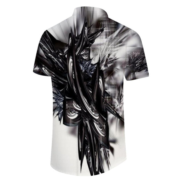 
Black cartoon print pattern Hawaiian button-down short sleeve men's comfortable summer fashion comfortable breathable shirt
                