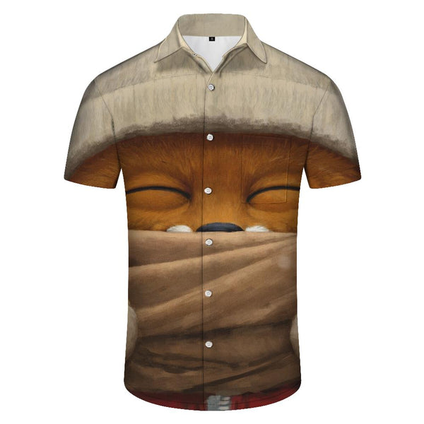 
Fox in the Forest Men's Classic Tropical Four Seasons Hawaiian Casual Short Sleeve Loose Summer Casual Funny Shirt Tops
                