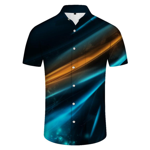 
Aurora Mens Lapel Short Sleeve Shirt Mens Casual Button Collar Tropical Hawaiian Shirt Summer
                
