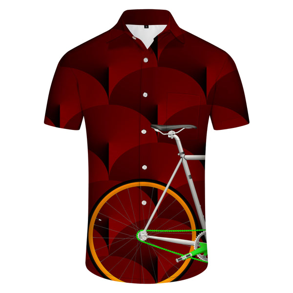
Four Seasons Fashion Brown Vintage Bicycle Graphic Print Men's Hawaiian Shirt Casual Floral Button Short Sleeve Beach Tropical
                