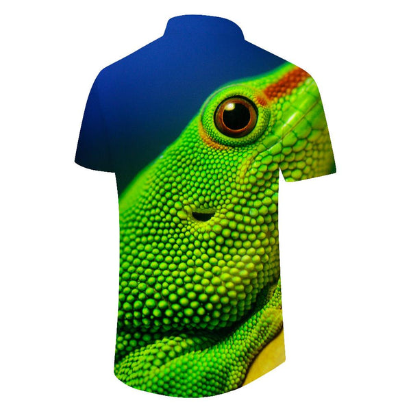 
Green cute frog daily men's casual shirt short sleeve Hawaiian shirt regular style shirt lapel
                