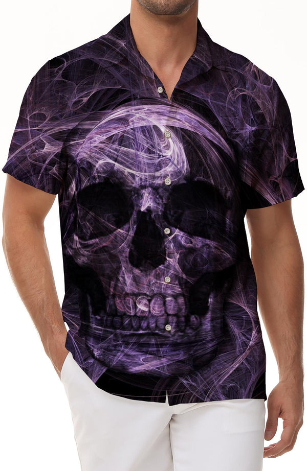 Skull Print Men's Casual Loose Punk Style Clothing Gothic Design Skull Pattern Short Sleeve