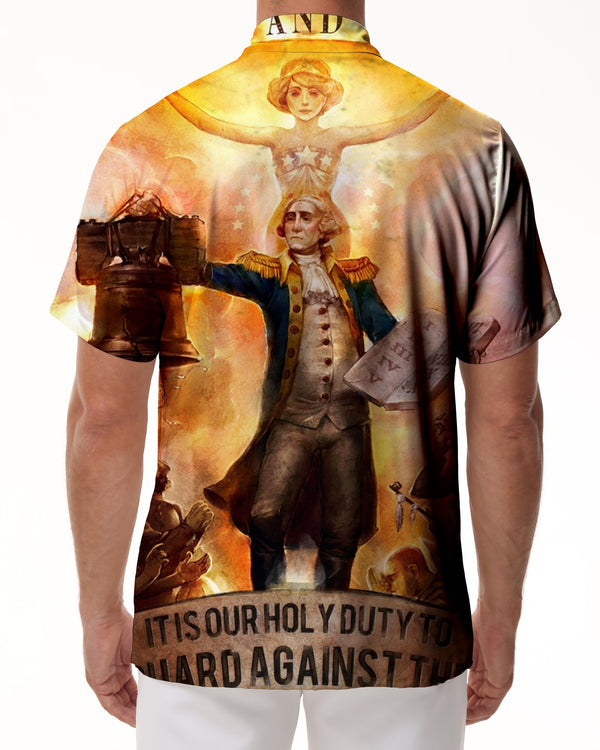 
Digital printing royal retro 3d printing pattern men's casual short-sleeved shirt loose Hawaiian button pocket short-sleeved shirt polyester
                