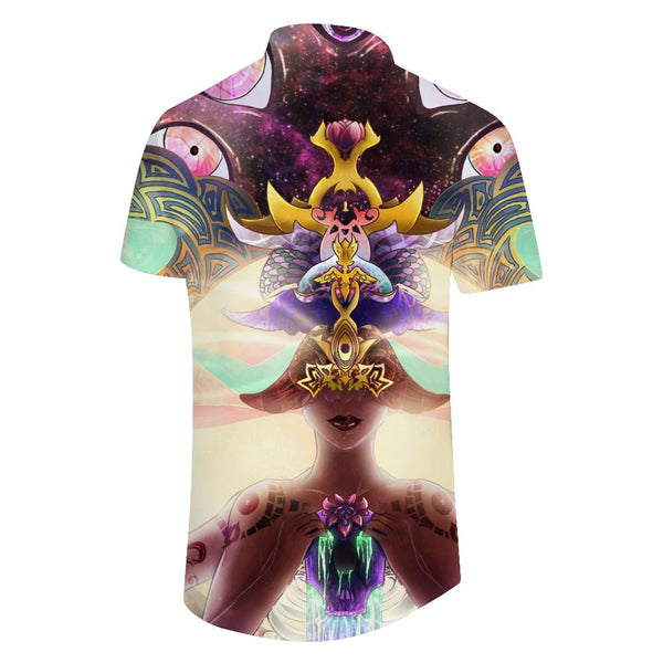 
Japanese goddess tropical rainforest fashion comfortable breathable short-sleeved shirt summer top with pocket men's short-sleeved shirt casual button shirt trend
                