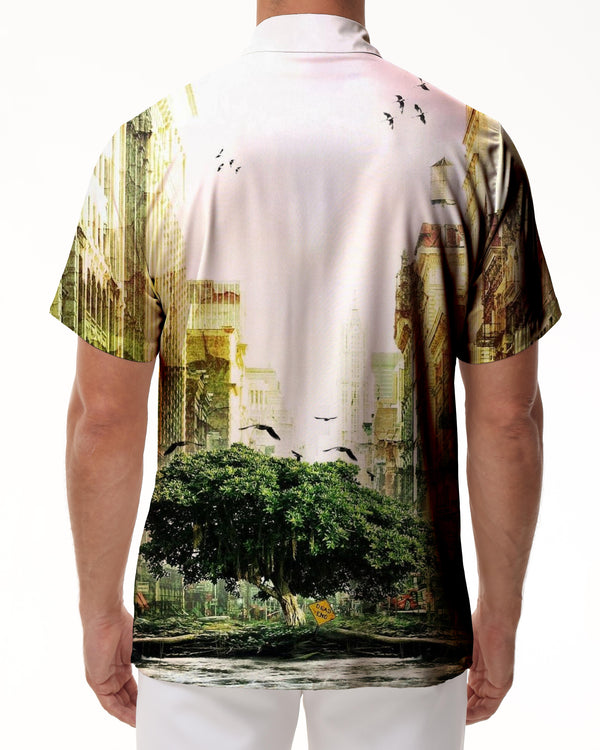 
Building casual short-sleeved shirt men's Hawaiian button-down shirt four seasons short-sleeved shirt collar pocket button-down
                