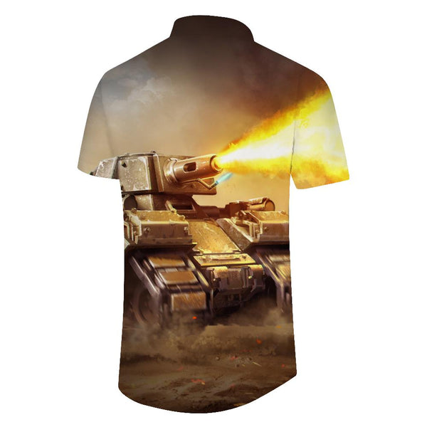 
Tank Spitfire Hawaiian Tropical All Seasons Button Casual Short Sleeve Men's Beach Shirt
                