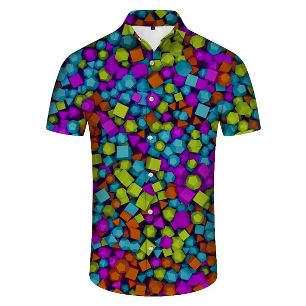 
Fashion Geometric Digital 3D Printed Short Sleeve Button Shirt Men's Shirt Short Sleeve Comfortable Breathable Fit
                