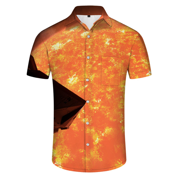 
Burning Lava Explosion Fireball Men's Hawaiian Shirt Casual Button-Down Short Sleeve Top Summer Short Sleeve Shirt
                