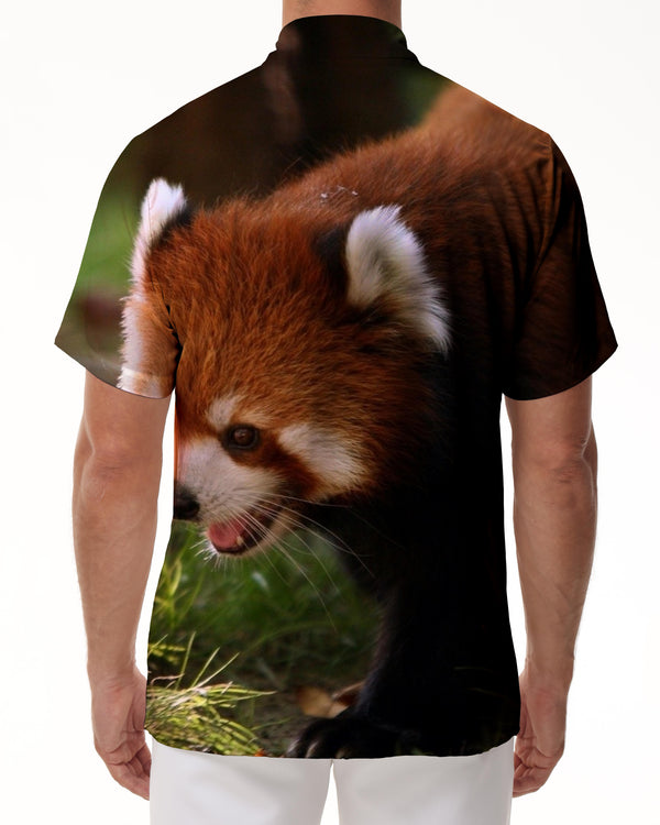 
Casual Red Panda Button Collar Summer Beach Shirt Classic Fit Tops Men's Short Sleeve Shirt Trend
                