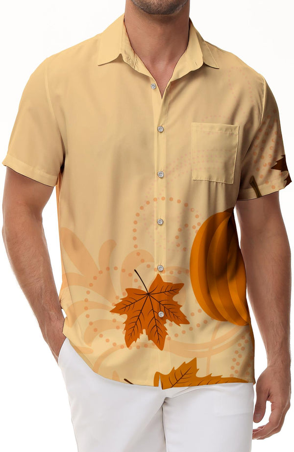 Men's Thanksgiving Hawaiian Shirt Graphic Casual Button Short Sleeve Shirt Fun Party Beach Shirt