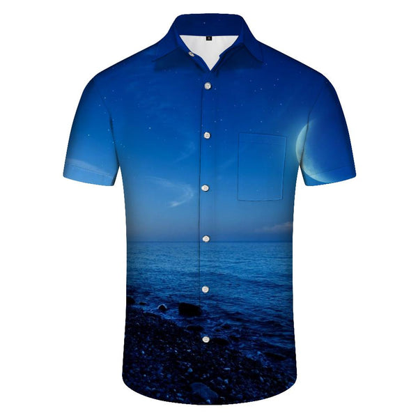 
Blue Galaxy Ocean Men's Casual Shirt Short Sleeve Regular Fit Fashion Camping Beach Shirt Tops
                