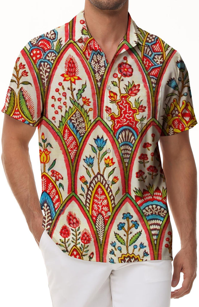 Vacation shirt short sleeve button fashion style beach summer seasons shirt men's casual tropical style Hawaiian button-down shirt