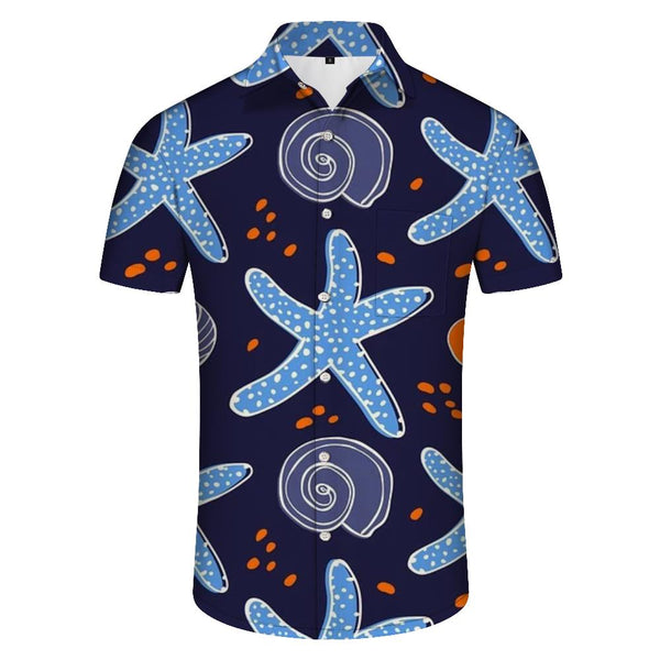 
Starfish Hawaiian Shirt Casual Short Sleeve Button Shirt for Men with Pockets and Lapel
                
