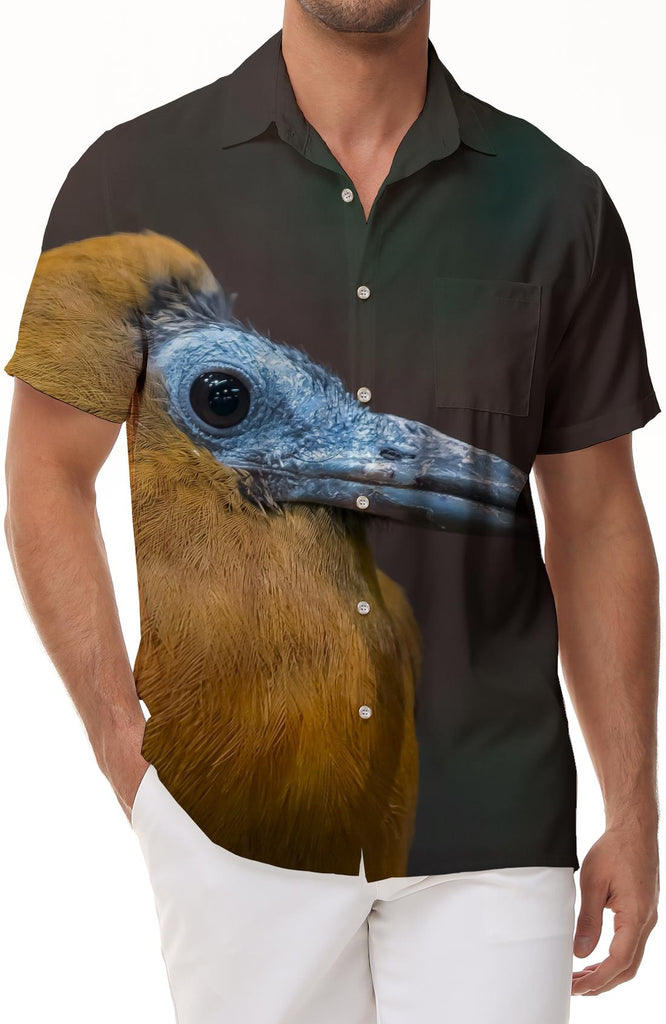 New Ocean Print Hawaiian Shirt Men's Loose Daily Travel Short Sleeve Shirt Abstract Birds