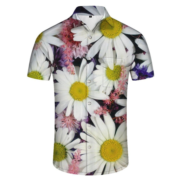 
White Daisy Men's Printed Breathable Beach Shirt and Casual Shirt Perfect Summer Outfit
                