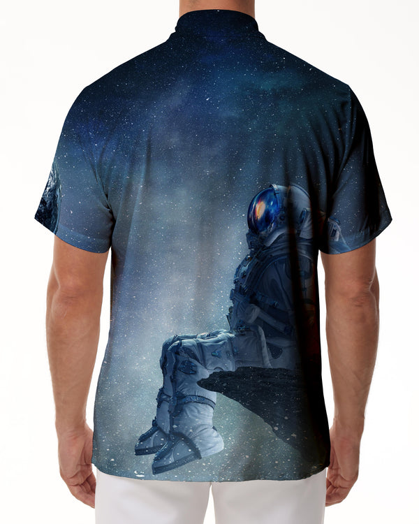 
Tropical Silver Sea Astronaut Galaxy Space Men's Casual Hawaiian Beach Shirt Short Sleeve Button Collar
                