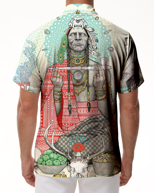 
Colorful Indian Buddhist God Fashion Men's Short Sleeve Hawaiian Button Pocket Lapel Ocean Beach Top
                