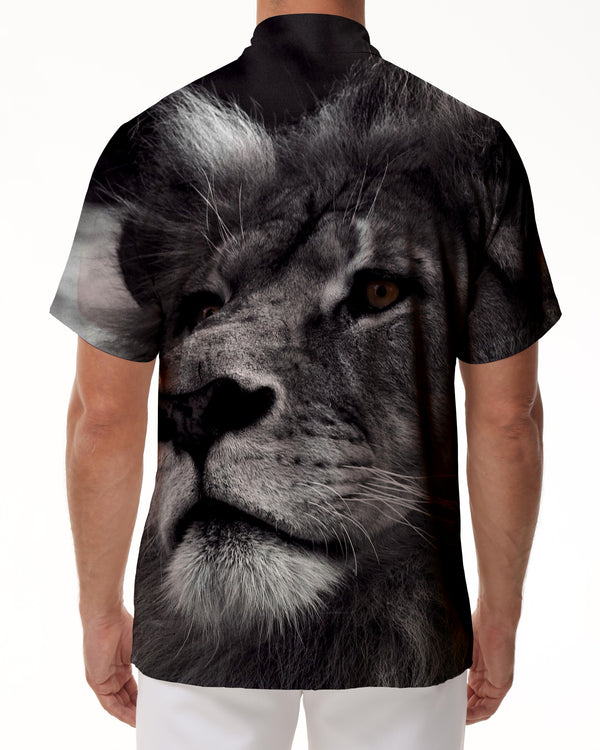 
Majestic black animal tropical Hawaiian button-down shirt summer casual short-sleeved men's shirt regular style top suitable for daily walking travel beach party
                