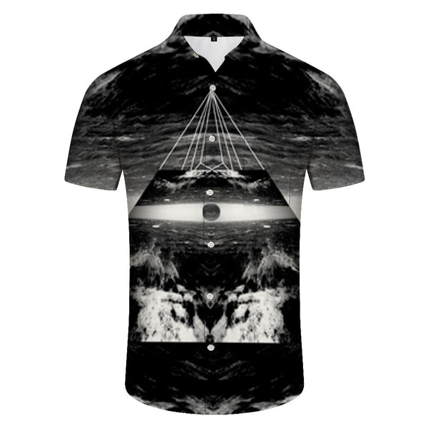 
Men's Lapel Button Short Sleeve Shirt Fashion Geometric Print Loose Breathable Casual Shirt Suitable for Summer Outdoor Activities
                