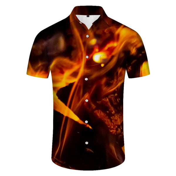 
Match jumping flickering flame men's casual short-sleeved loose shirt vacation beach Hawaiian tropical four seasons shirt short sleeves
                