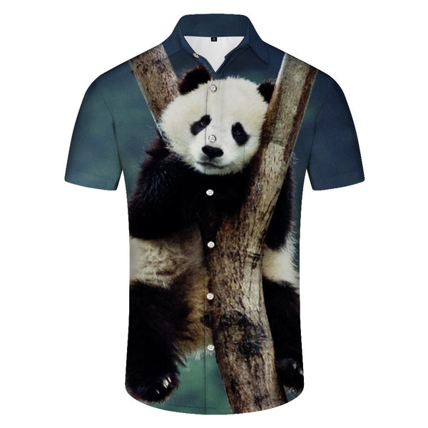 
Cute Black and White Panda Head Hawaiian Shirt Men's Beach Shirt Lapel Tropical Fashion Short Sleeve Button Shirt Tops
                