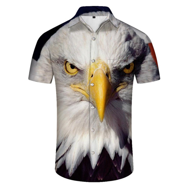 
White Eagle American short-sleeved shirt men's casual daily travel loose short-sleeved shirt tropical four seasons comfortable breathable Hawaiian shirt short-sleeved shirt holiday seaside play
                