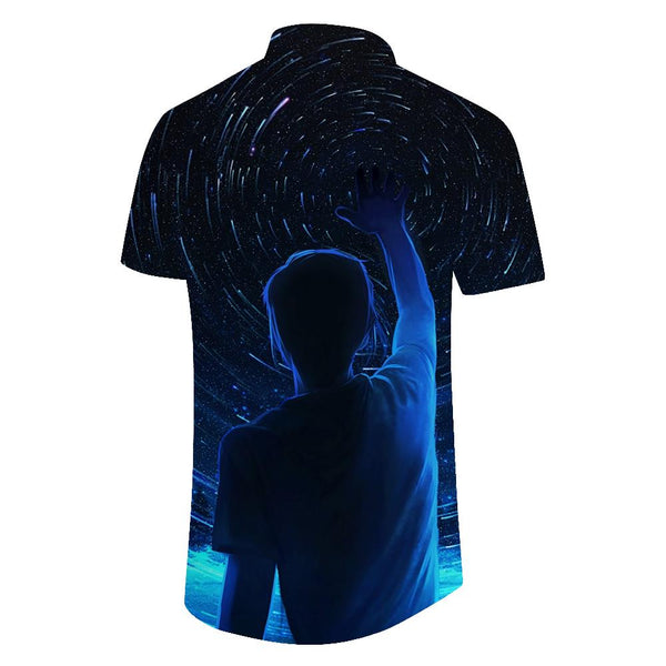 
Blue Cartoon Galaxy Back Men's Hawaiian Shirt Character Back Lapel Shirt Summer 3D Printed Short Sleeve Top Casual Beach Shirt Blue
                