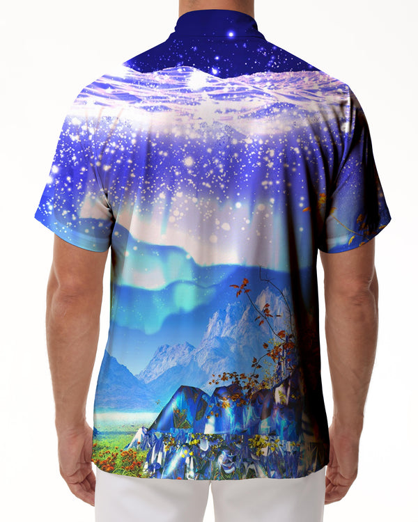 
Shiny scenery fun Hawaiian shirts men's casual button tops summer short sleeve shirts
                