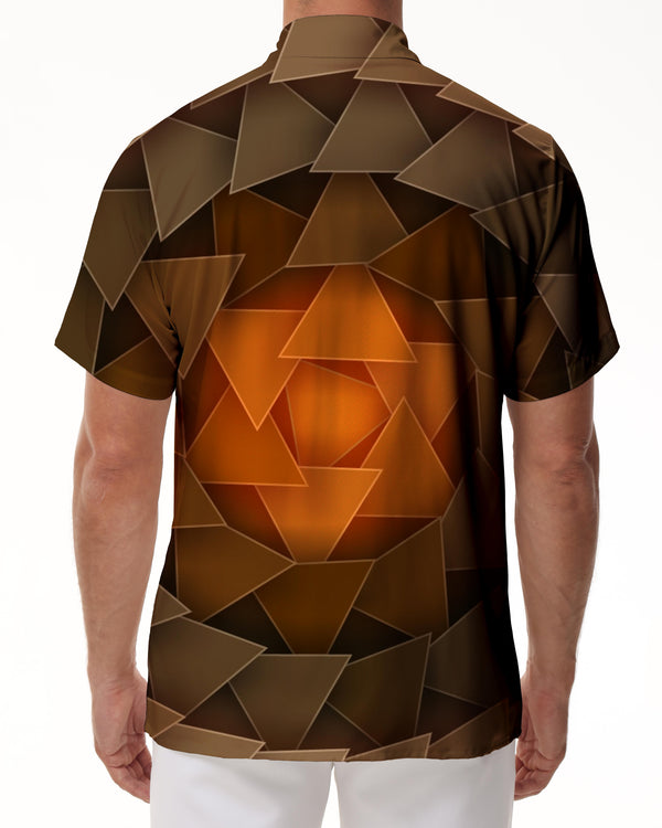 
Multi Triangle Lapel Brown Abstract Geometric Hawaiian Button Street Everyday Mens Printed Beachwear Short Sleeve Shirt 3d Digital Printing Pattern
                
