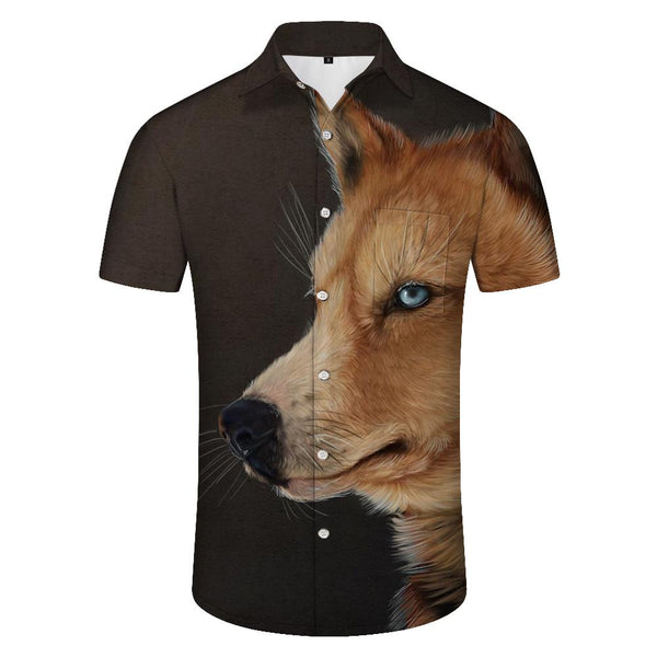 
Military Dog Fashion 3D Digital Printing Hawaiian Button Pocket Lapel Trendy Abstract Animal Short Sleeve Shirt Beachwear
                