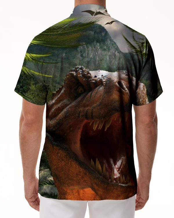 
Jurassic Dinosaur T-Rex Hawaiian Men's Shirt Regular Fit Casual Button Down Travel Shirt
                